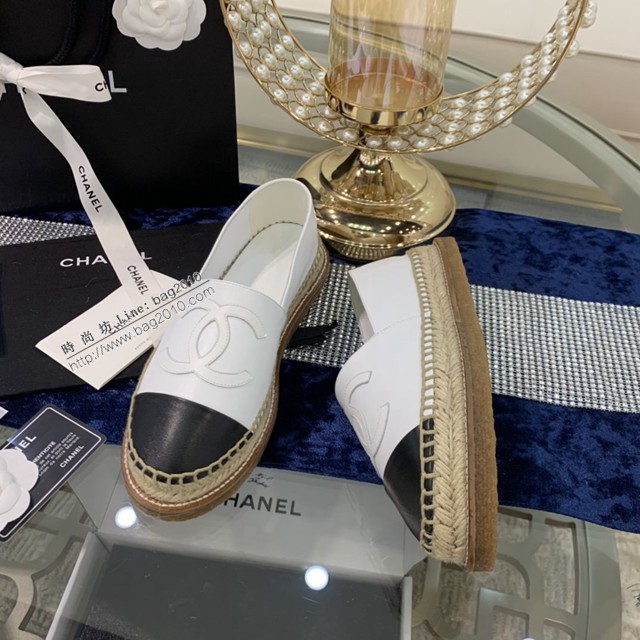 CHANEL頂級代購版漁夫鞋 香奈兒羊皮漁夫鞋草編鞋 dx3564